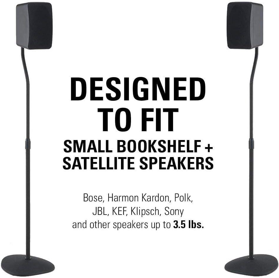 imageSANUS Adjustable Height Speaker Stand  Extends 28quot to 38quot  Holds Satellite ampamp Small Bookshelf Speakers ampamp SANUS Soundbar Mount with Height ampamp Depth Adjust