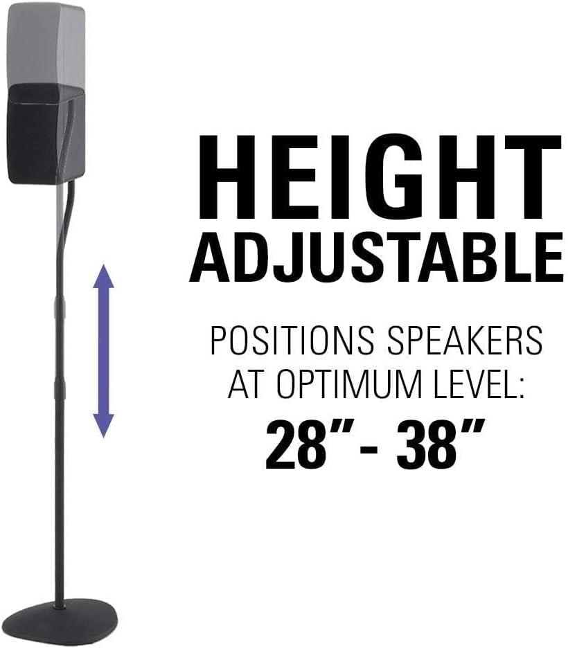 imageSANUS Adjustable Height Speaker Stand  Extends 28quot to 38quot  Holds Satellite ampamp Small Bookshelf Speakers ampamp SANUS Soundbar Mount with Height ampamp Depth Adjust