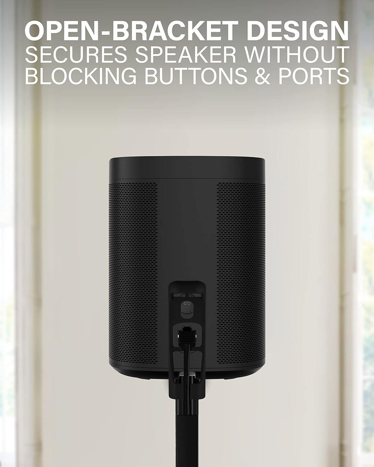 imageSANUS Adjustable Height Wireless Speaker Stands Designed for Sonos One One SL and Play1  ToolFree Adjustment up to 16quot and Builtin Cable Management WhiteBlack Stands  Pair