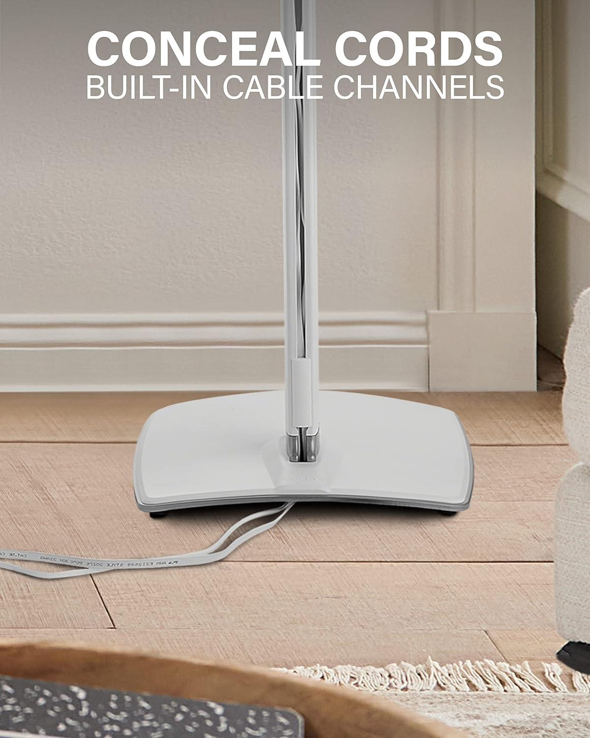 imageSANUS Adjustable Height Wireless Speaker Stands Designed for Sonos One One SL and Play1  ToolFree Adjustment up to 16quot and Builtin Cable Management WhiteWhite Stands  Pair