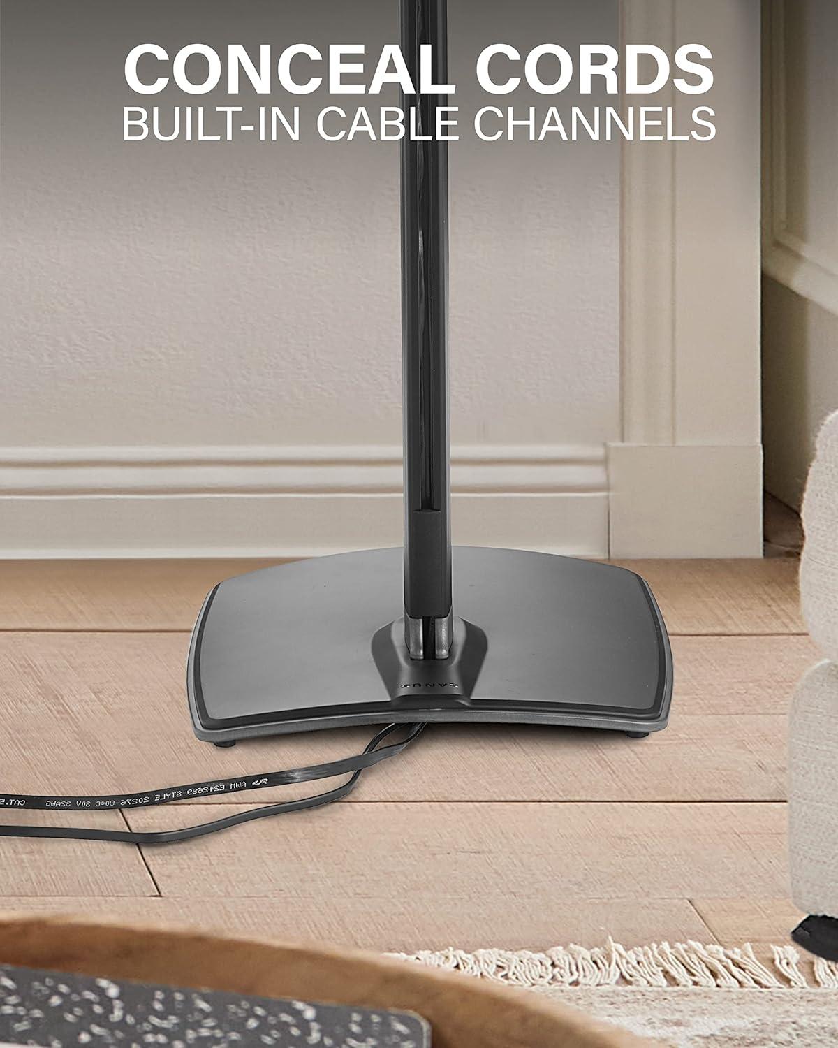 imageSANUS Adjustable Height Wireless Speaker Stands Designed for Sonos One One SL and Play1  ToolFree Adjustment up to 16quot and Builtin Cable Management WhiteBlack Stand  Single