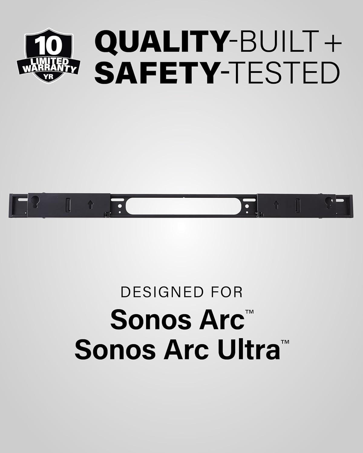 imageSANUS Extendable Soundbar Wall Mount for Sonos Arc ampamp Sonos Arc Ultra Soundbar  5 Depth Adjustment Optimized for Dolby Atmos  Black Speaker MountBlack