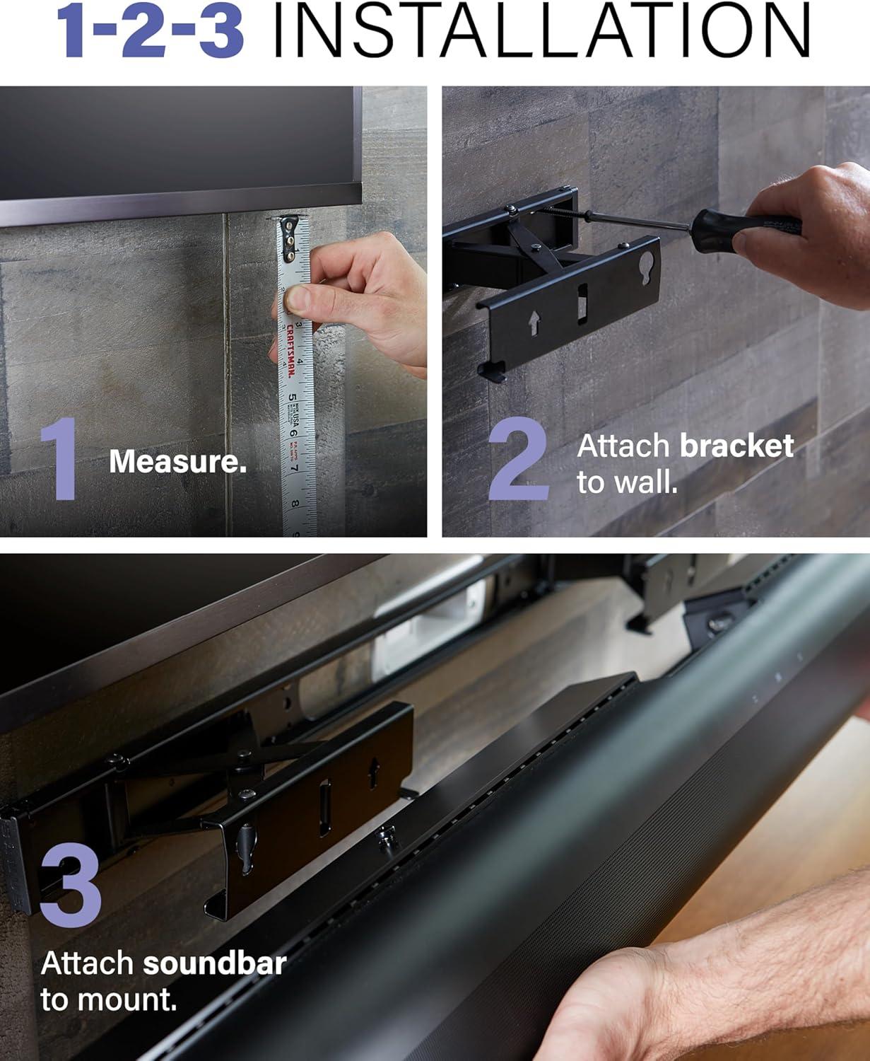 imageSANUS Extendable Soundbar Wall Mount for Sonos Arc ampamp Sonos Arc Ultra Soundbar  5 Depth Adjustment Optimized for Dolby Atmos  Black Speaker MountBlack