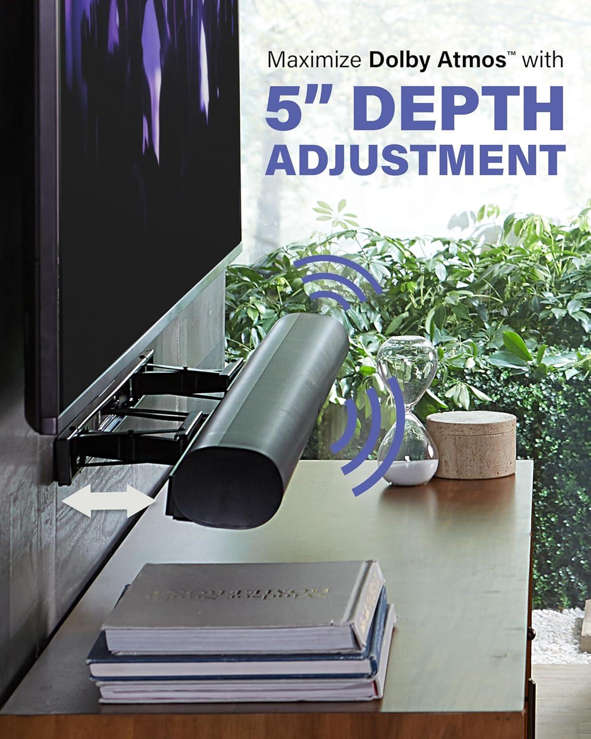imageSANUS Extendable Soundbar Wall Mount for Sonos Arc ampamp Sonos Arc Ultra Soundbar  5 Depth Adjustment Optimized for Dolby Atmos  Black Speaker MountBlack