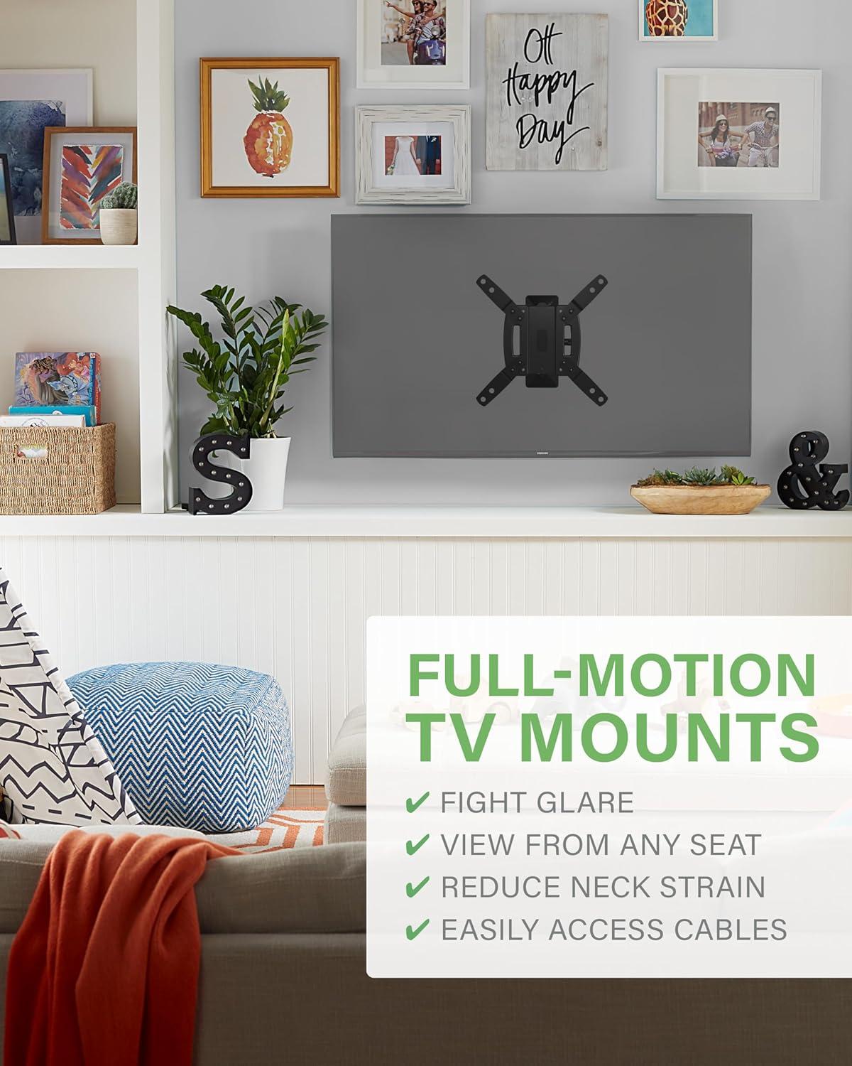 imageSANUS Full Motion TV Mount  Single Stud 19 to 40 inch TV Wall Mount Tilts Extends ampamp Swivels  Easy DIY Install Includes All Hardware ampamp Post Install Leveling  Great for Corners