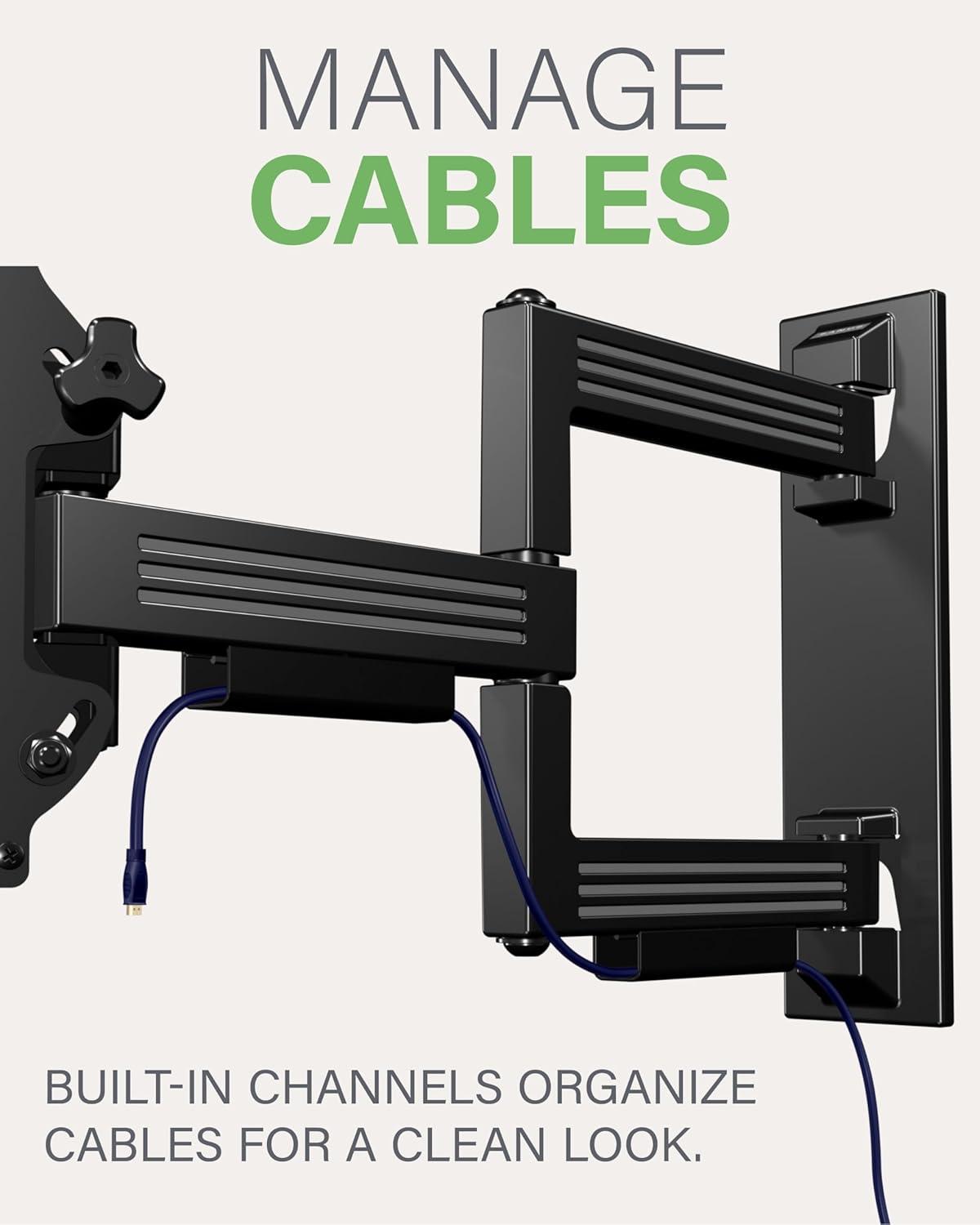 imageSANUS Full Motion TV Mount  Single Stud 32 to 55 inch TV Wall Mount Tilts Extends ampamp Swivels  Easy DIY Install Includes All Hardware ampamp Post Install Leveling  Great for Corners