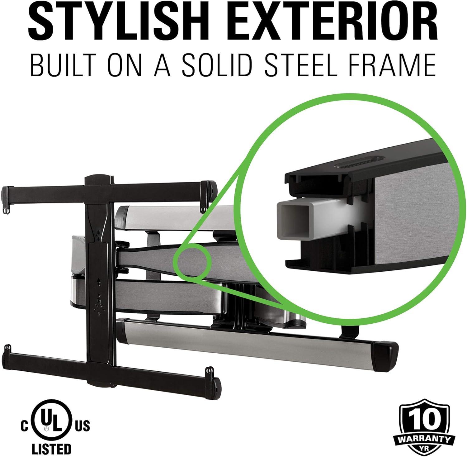 imageSANUS Full Motion TV Wall Mount for 42 to 90 TVs up to 125lbs  Extend Swivel Tilt TV Mount  Easy 3Step DIY Install  Brushed Steel Finish