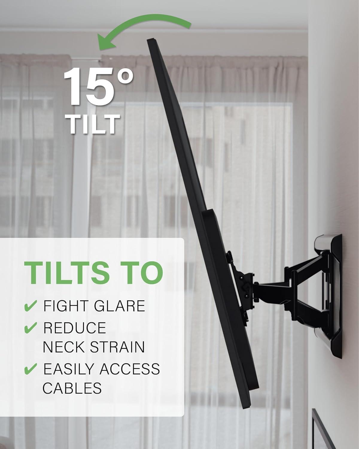 imageSANUS Full Motion TV Wall Mount for TVs up to 90quot  Premium Design Extends 24quot with Fingertip Swivel and Tilt  Easy 20 Minute Install  OLF24New  Improved