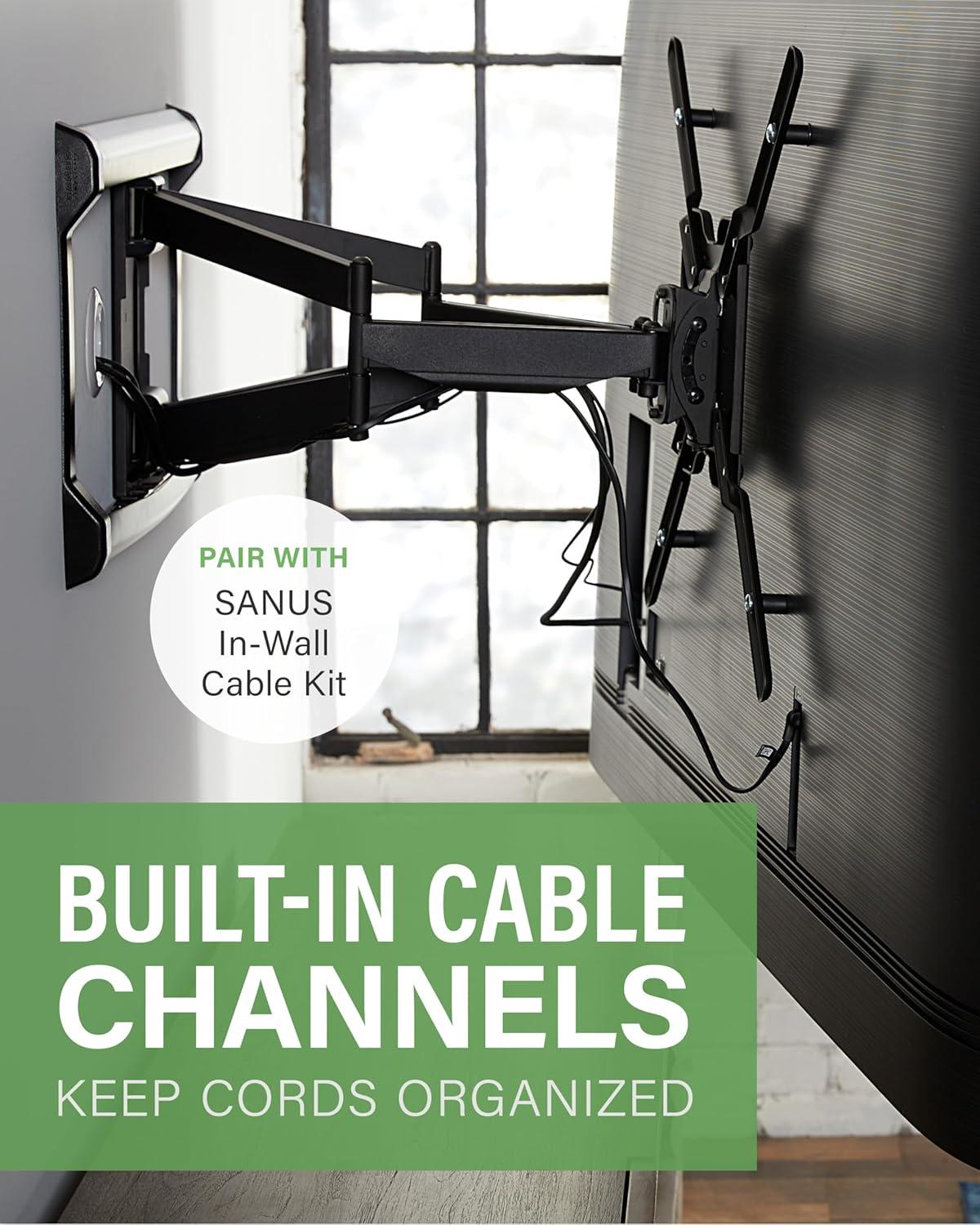 imageSANUS Full Motion TV Wall Mount for TVs up to 90quot  Premium Design Extends 24quot with Fingertip Swivel and Tilt  Easy 20 Minute Install  OLF24New  Improved