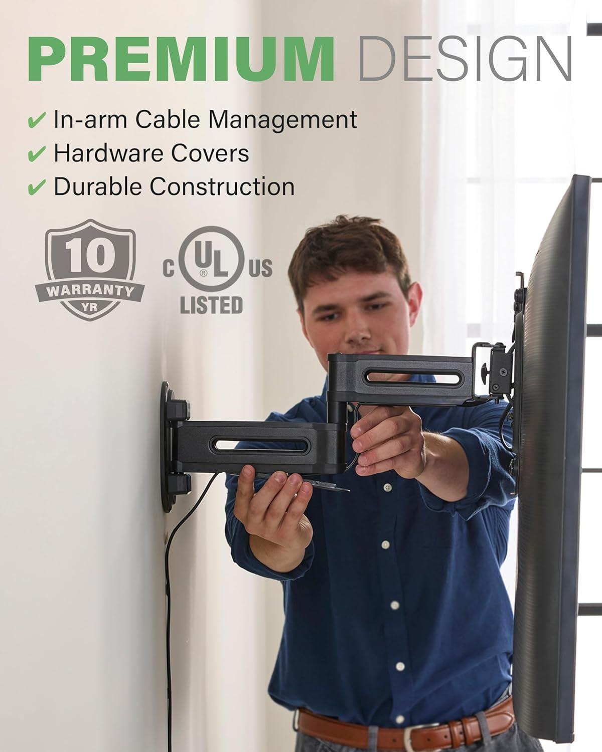 imageSANUS Height Adjustable Full Motion TV Wall Mount for 19 to 43 TVs  Raise or Lower TV 2 After Install  Maximizes Compatibility with Your Setup  3 Step DIY wSmooth Extension Tilt ampamp Swivel
