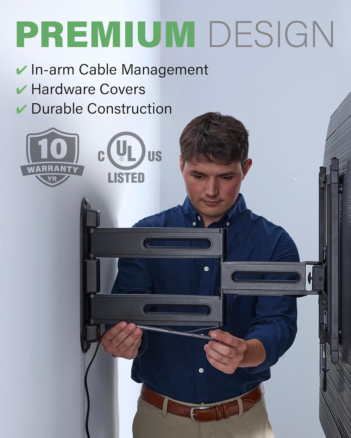imageSANUS Height Adjustable Full Motion TV Wall Mount for 32 to 65 TVs  Raise or Lower TV 3 After Install  Maximizes Compatibility with Your Setup  3 Step DIY wSmooth Extension Tilt ampamp Swivel