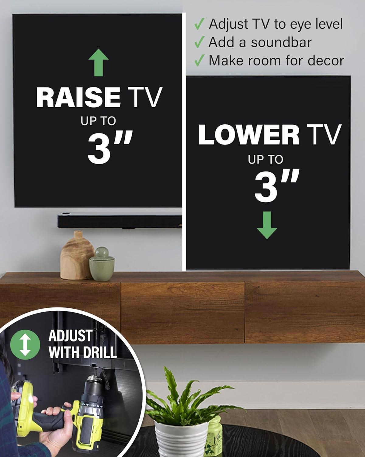 imageSANUS Height Adjustable Full Motion TV Wall Mount for 32 to 65 TVs  Raise or Lower TV 3 After Install  Maximizes Compatibility with Your Setup  3 Step DIY wSmooth Extension Tilt ampamp Swivel