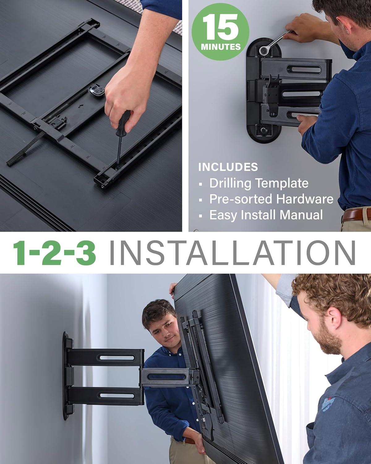 imageSANUS Height Adjustable Full Motion TV Wall Mount for 32 to 65 TVs  Raise or Lower TV 3 After Install  Maximizes Compatibility with Your Setup  3 Step DIY wSmooth Extension Tilt ampamp Swivel