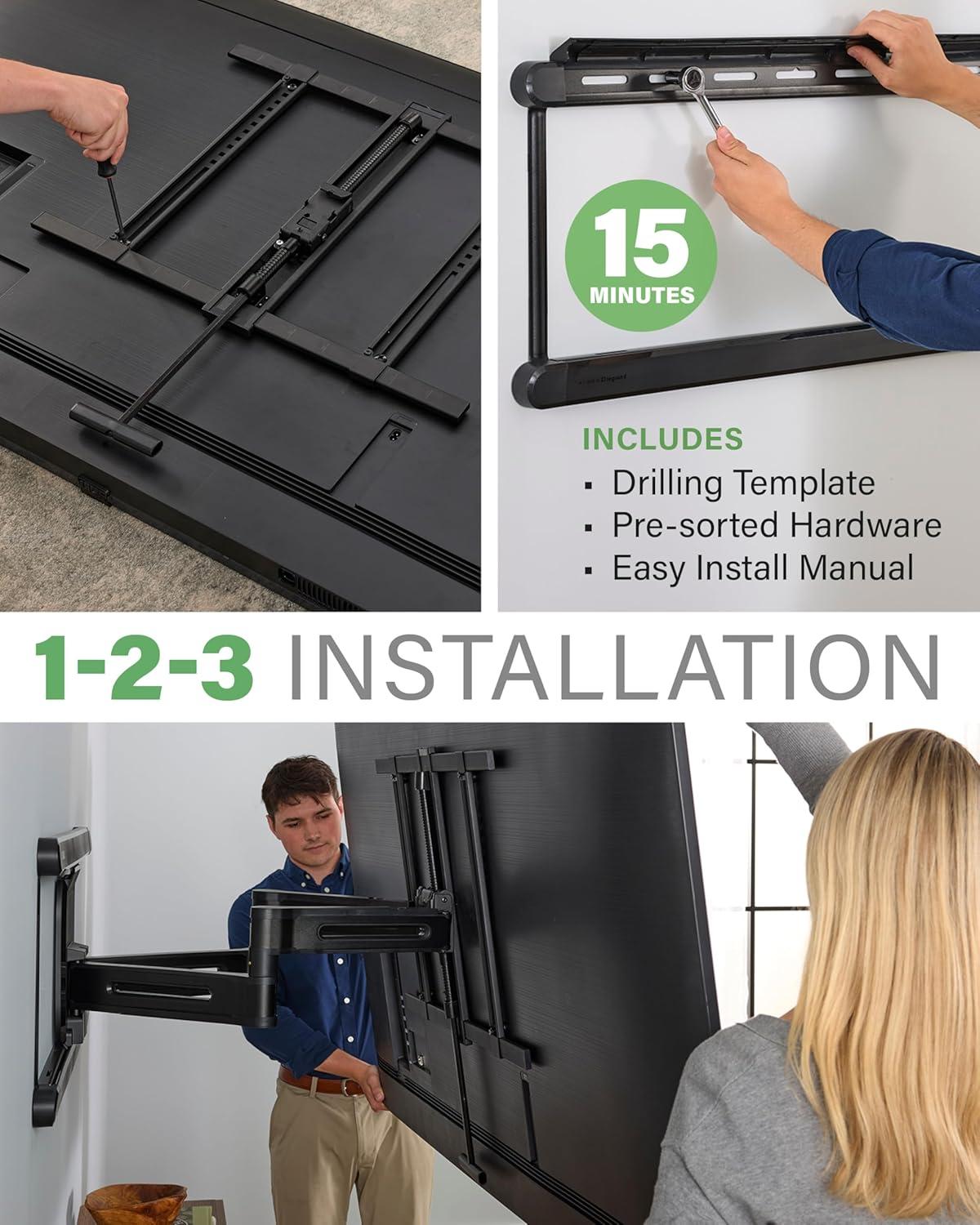 imageSANUS Height Adjustable Full Motion TV Wall Mount for 42quot to 90quot TVs  Raise or Lower TV 4quot After Install  Maximizes Compatibility with Your Setup  3 Step DIY wSmooth Extension Tilt ampamp Swivel