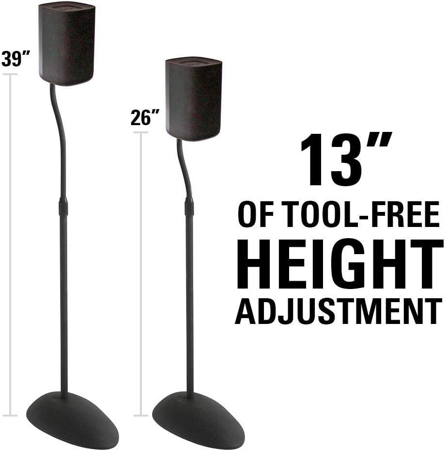 imageSANUS Height Adjustable Speaker Stands for Home Theater  Durable Design wTear Drop Base Fits Speakers up to 4lbs  13quot of ToolFree Height Adjustment  Easy DIY Assembly