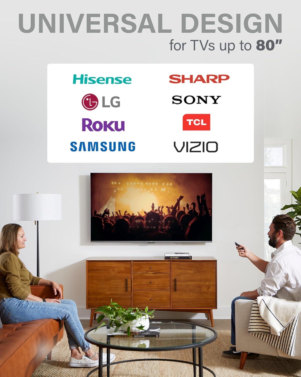 imageSANUS Low Profile TV Wall Mount for 40quot to 80quot TVs  Universal Fixed Wall Mount TV Bracket Slim 1 Profile  3 Step Easy Install wIncluded Hardware  UL Certified