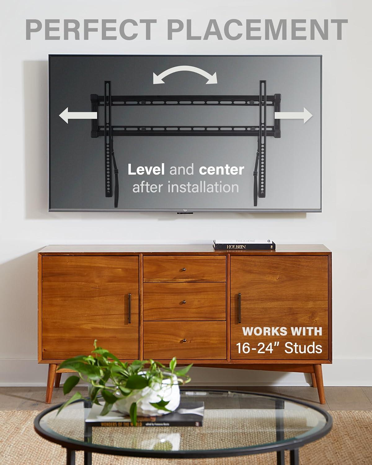 imageSANUS Low Profile TV Wall Mount for 40quot to 80quot TVs  Universal Fixed Wall Mount TV Bracket Slim 1 Profile  3 Step Easy Install wIncluded Hardware  UL Certified