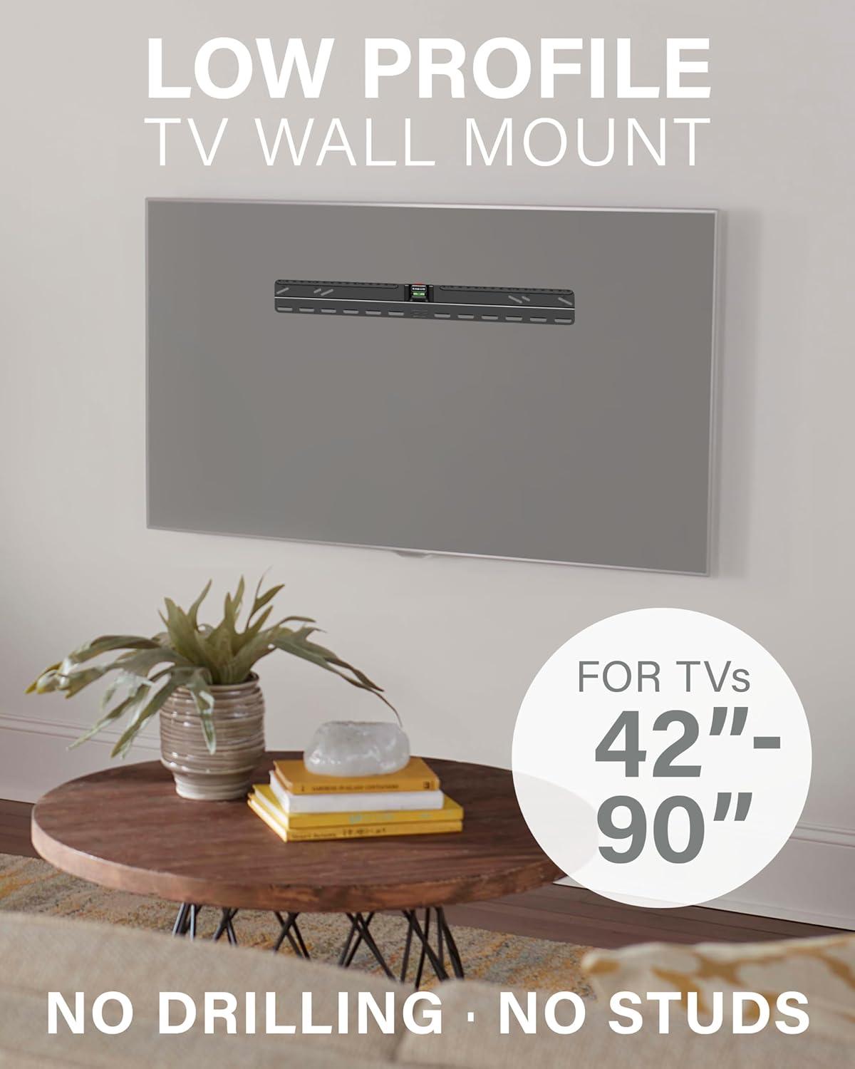 imageSANUS No Stud TV Wall Mount  Low Profile 42 to 90 inch TV Wall Mount with Easy DIY Install  Includes Builtin Safety Latch All Hardware ampamp Lateral ShiftLarge