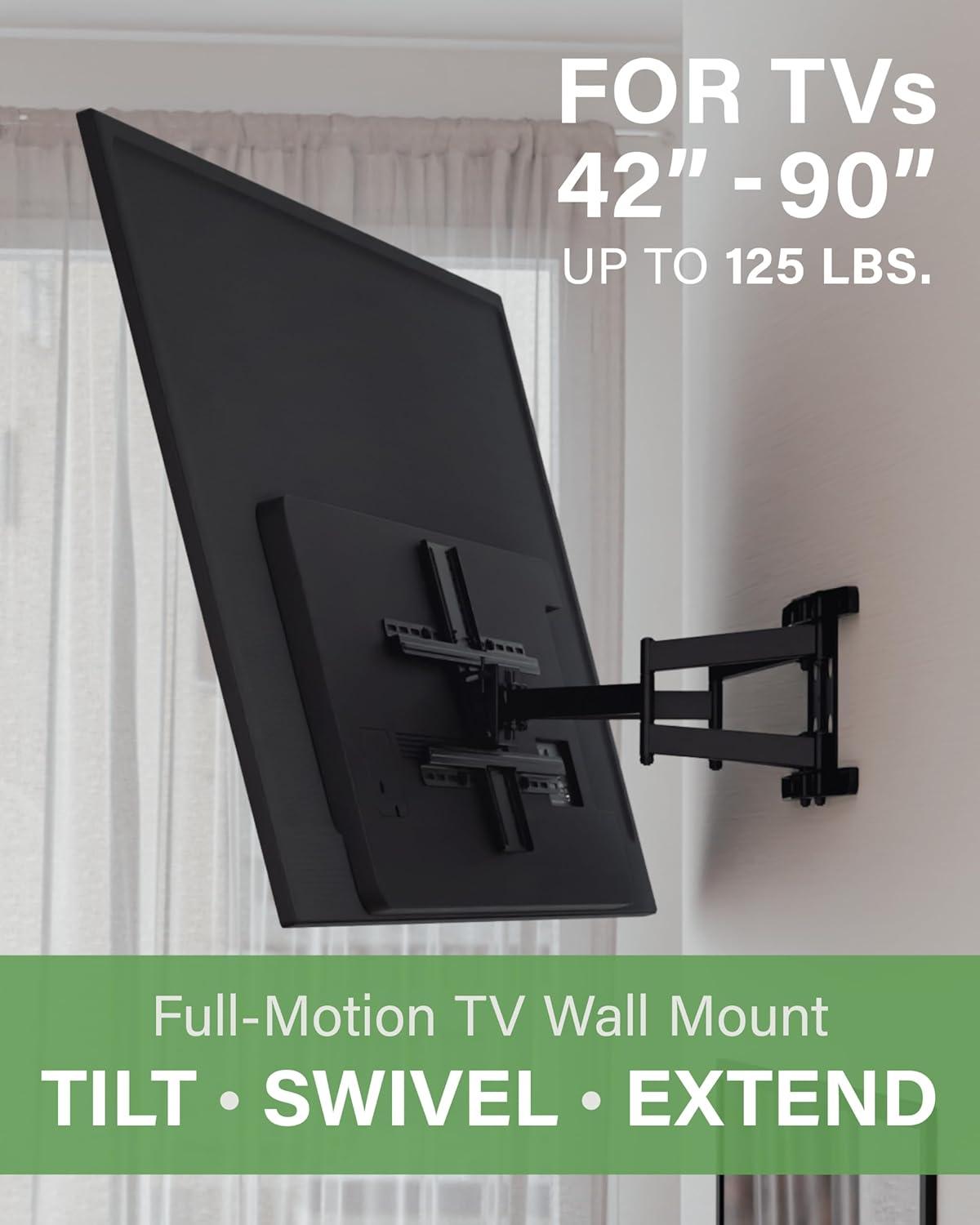 imageSANUS Premium Full Motion TV Mount for 42quot90quot TVs  Sturdy ampamp Smooth Extension Swivel and Tilt for Big TVs  Universal Design Fits Samsung LG Vizio TCL ampamp More  Easy Installation OLF22