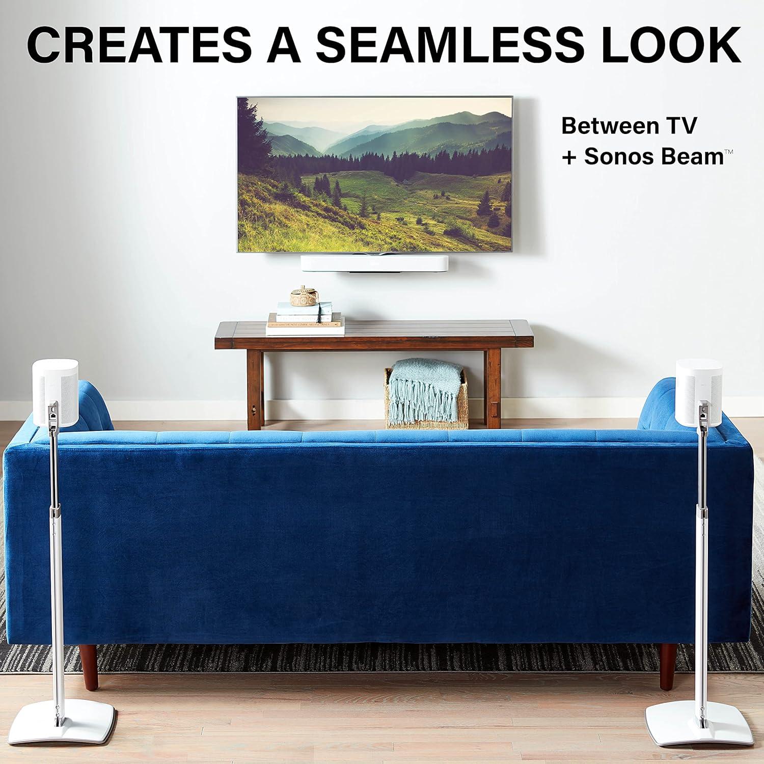 imageSANUS Soundbar Mount for Sonos Beam  Height Adjustable up to 12quot ampamp Designed to Work with Any TV  Custom Fit to Sonos Beam for Optimal Audio Performance