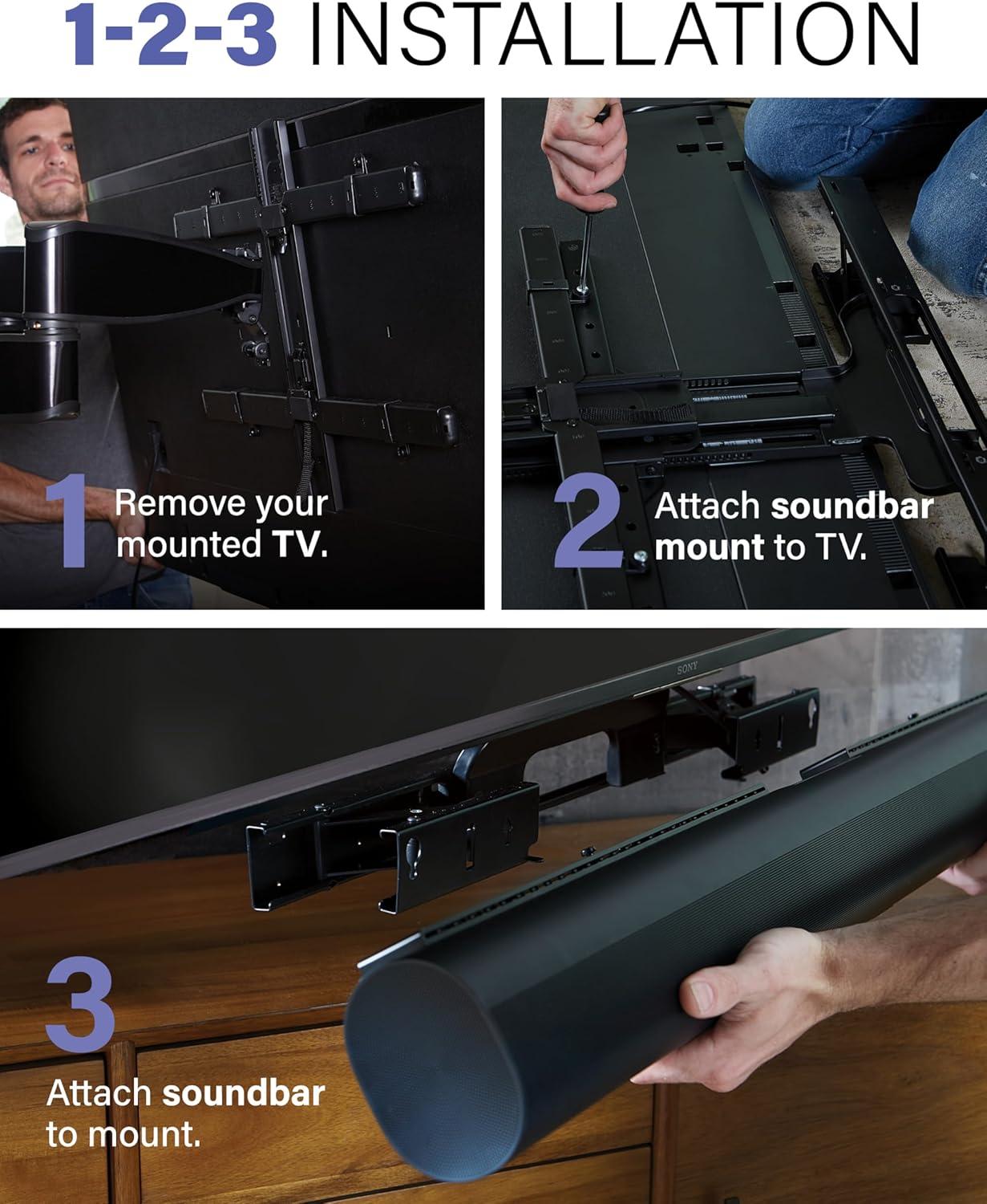 imageSANUS Soundbar TV Mount for Sonos Arc ampamp Sonos Arc Ultra Soundbar  Depth Adjustable for Dolby Atmos  Universal Mount for TVs 50 to 90