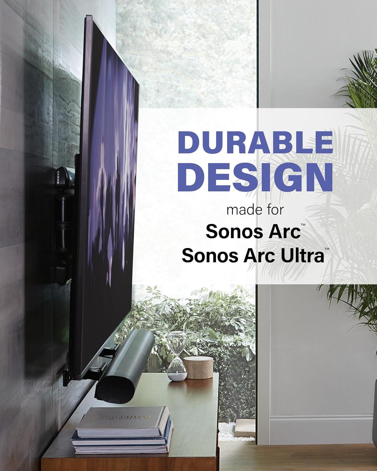 imageSANUS Soundbar TV Mount for Sonos Arc ampamp Sonos Arc Ultra Soundbar  Depth Adjustable for Dolby Atmos  Universal Mount for TVs 50 to 90