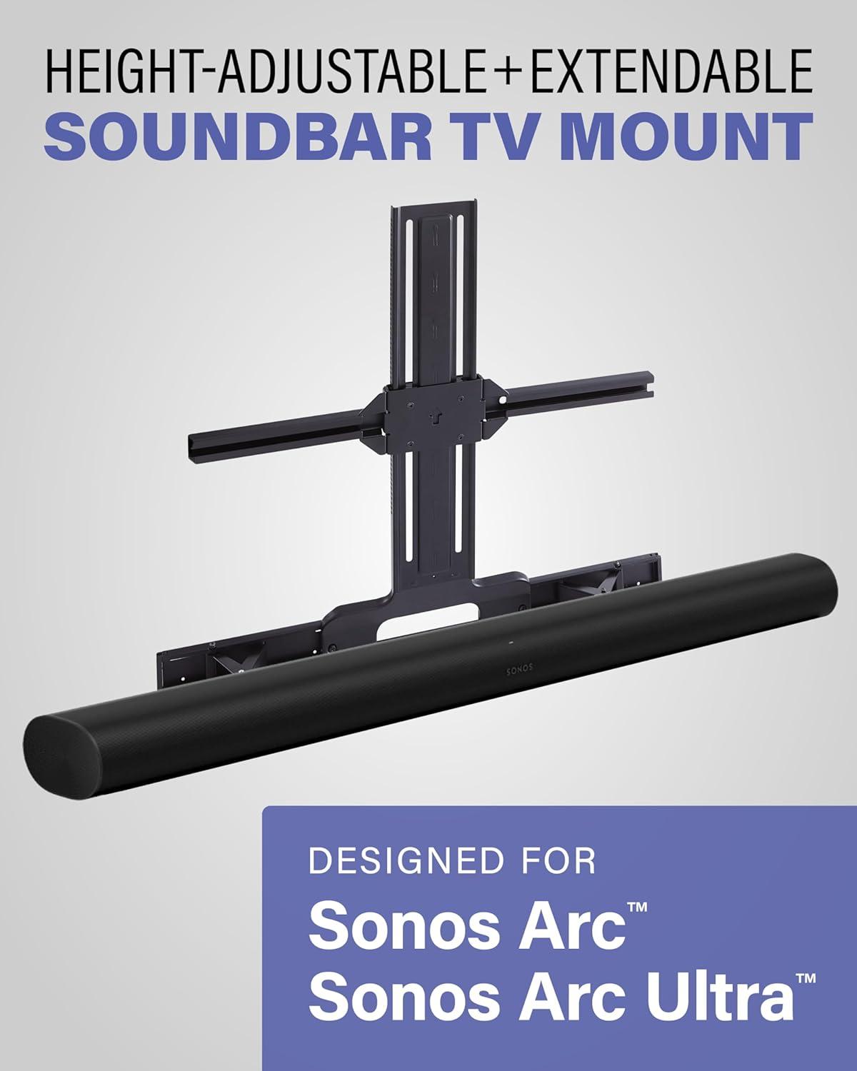 imageSANUS Soundbar TV Mount for Sonos Arc ampamp Sonos Arc Ultra Soundbar  Depth Adjustable for Dolby Atmos  Universal Mount for TVs 50 to 90