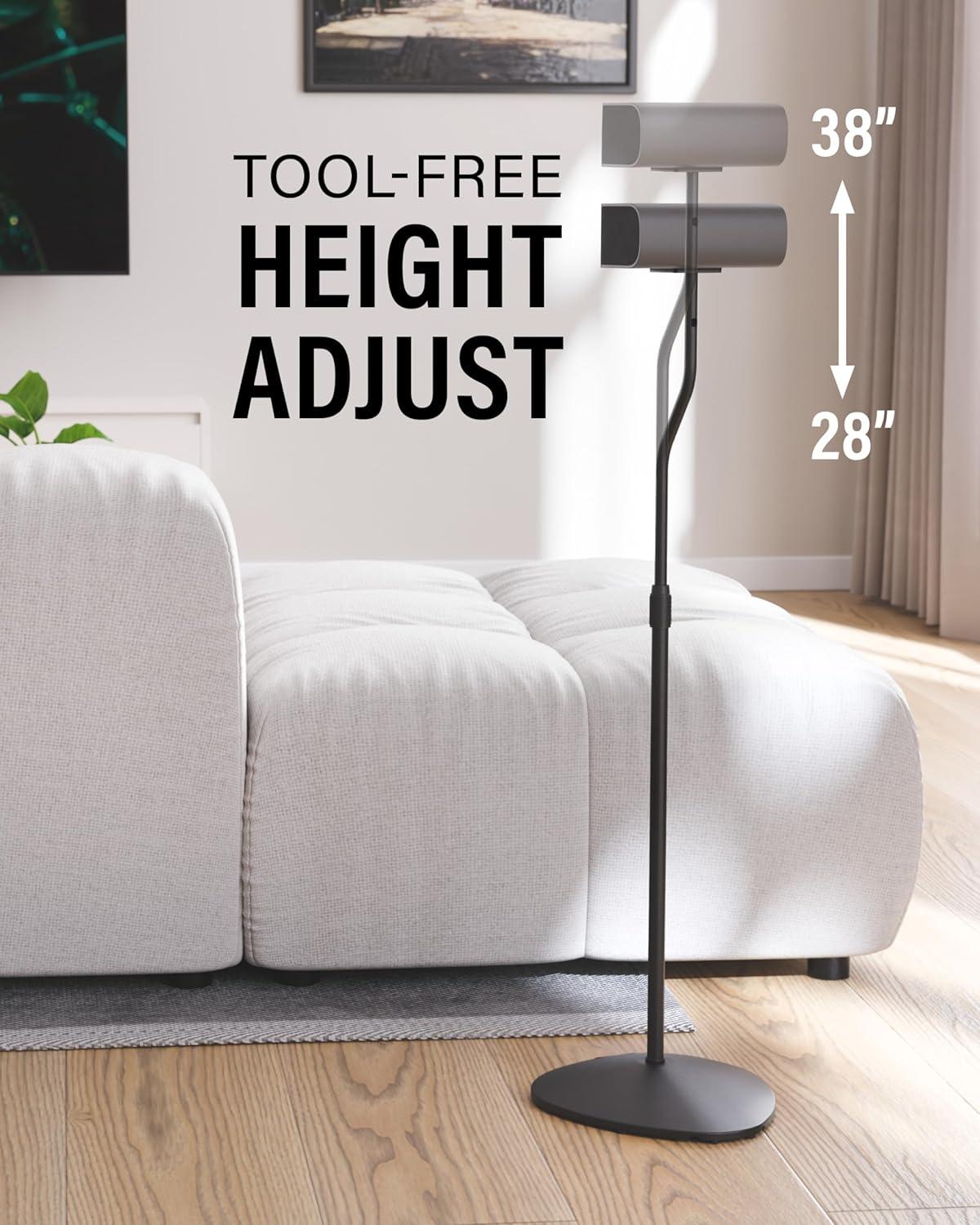 imageSANUS Speaker Stands Pair for Satellite ampamp Bookshelf Speakers up to 35lbs  10 Height Adjustment  Includes LShaped Bracket ampamp Keyhole Adapter for Compatibility  Easy DIY Assembly