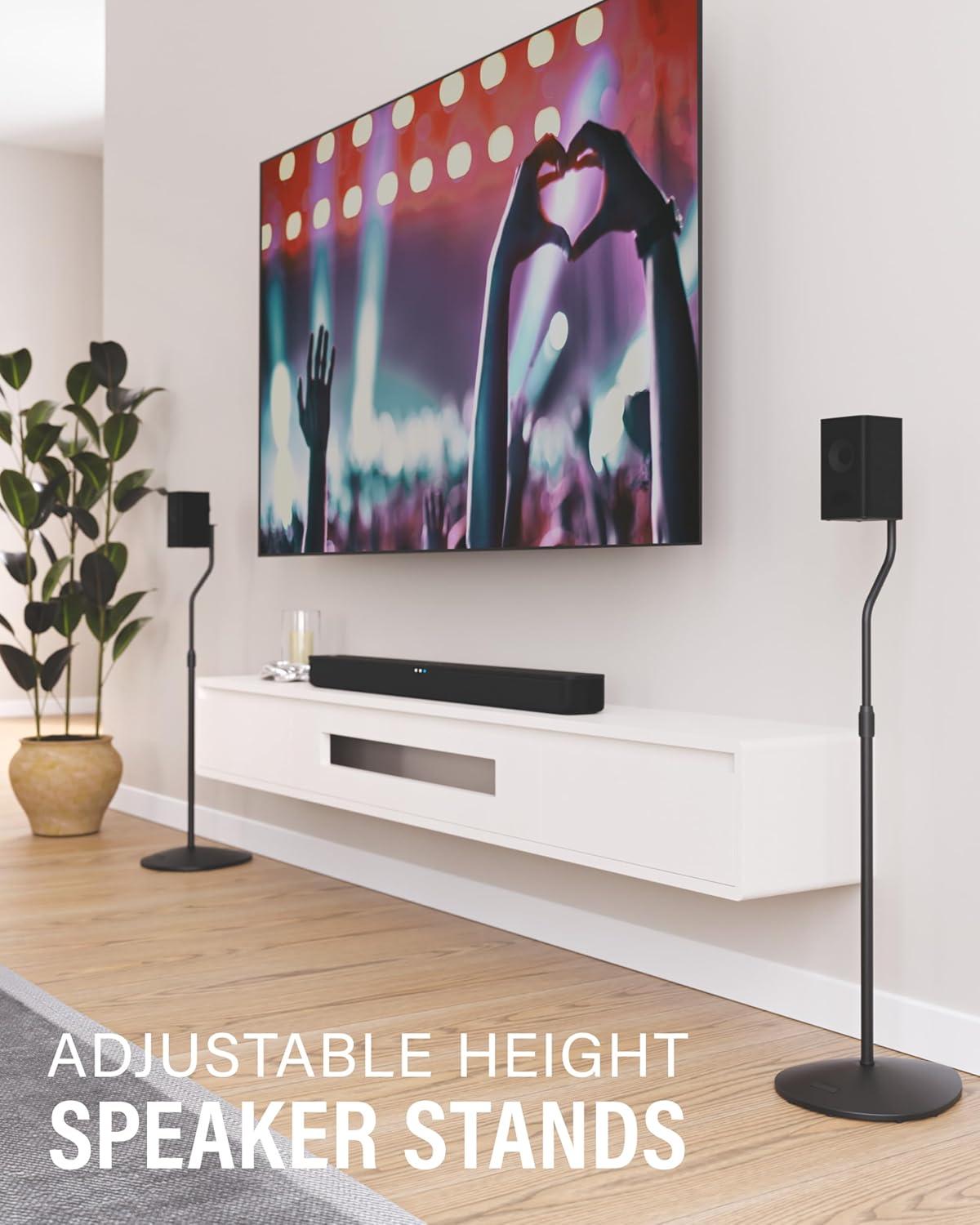 imageSANUS Speaker Stands Pair for Satellite ampamp Bookshelf Speakers up to 35lbs  10 Height Adjustment  Includes LShaped Bracket ampamp Keyhole Adapter for Compatibility  Easy DIY Assembly