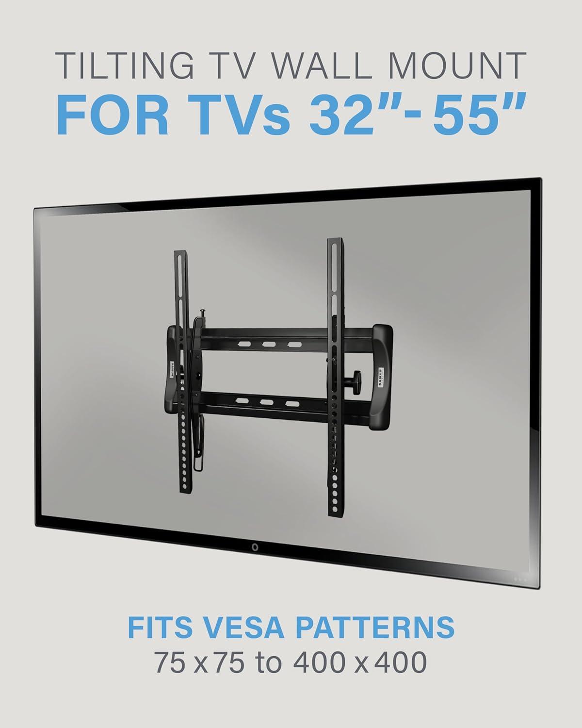 imageSANUS Tilting TV Mount  Universal 32 to 55 inch TV Wall Mount wLow Profile Design  Easy DIY Install Includes Lateral Shift ampamp All Hardware