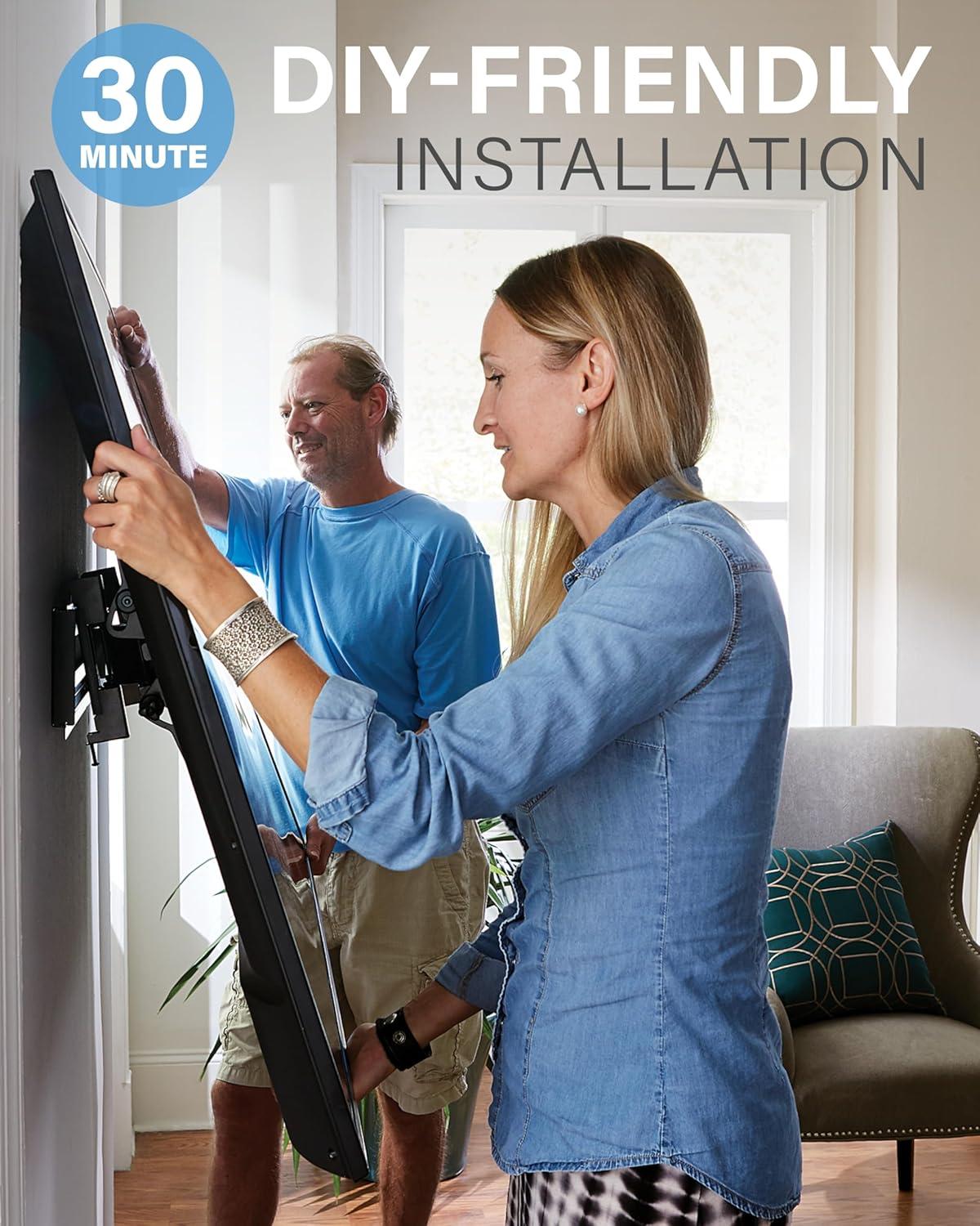 imageSANUS Tilting TV Mount  Universal 32 to 55 inch TV Wall Mount wLow Profile Design  Easy DIY Install Includes Lateral Shift ampamp All Hardware