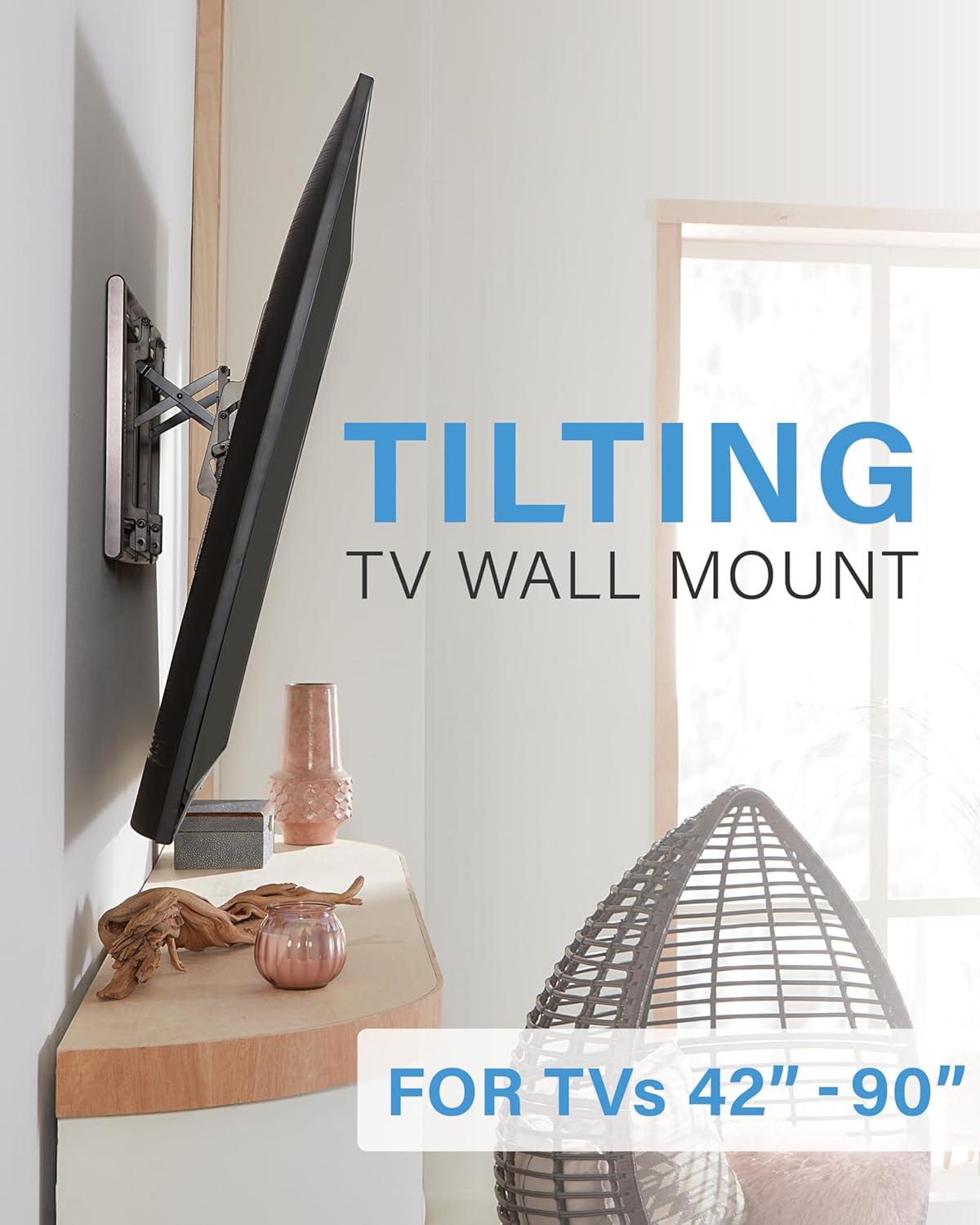 imageSANUS Tilting TV Wall Mount for 42quot to 90quot TVs  Low Profile ampamp Universal Design  Fight Screen Glare  Easy 3Step DIYSingle