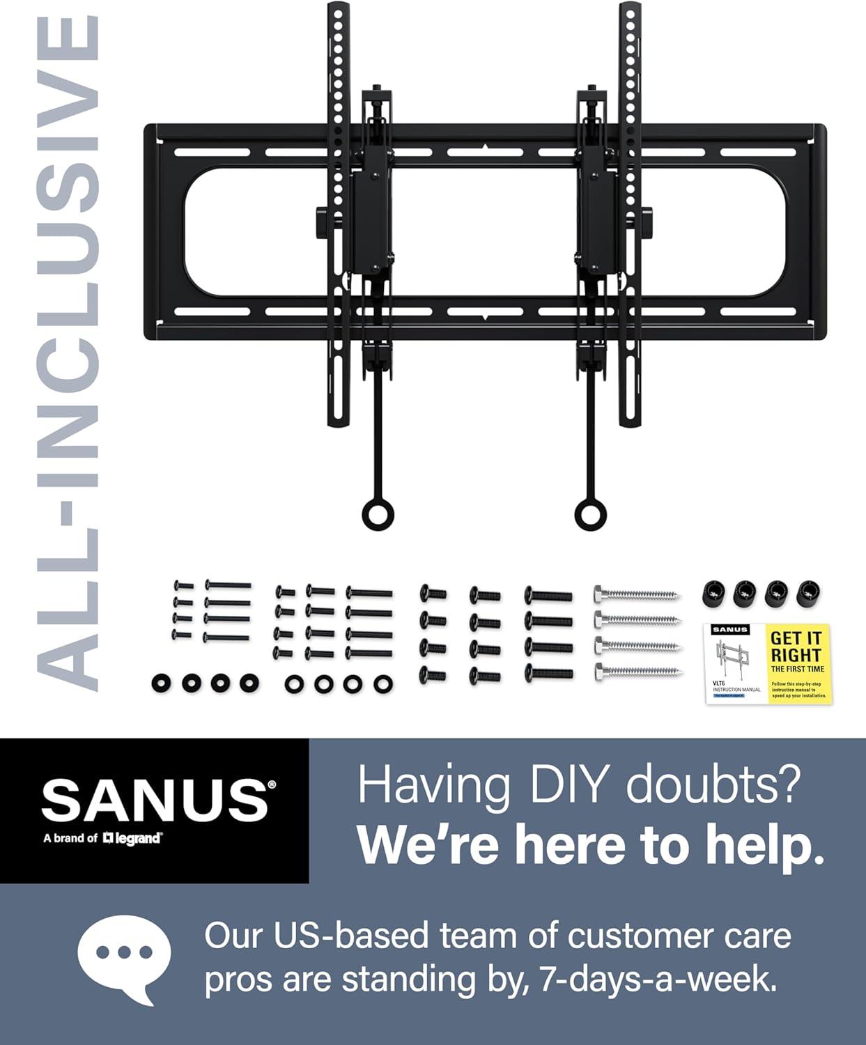 imageSANUS Tilting TV Wall Mount for 46quot  90 TVs or 150lbs  Premium Tilt Mount wUniversal Fit  Smooth 57quot Extension Allows for Cable Management  Includes Hardware ampamp Drill Template for Easy Install
