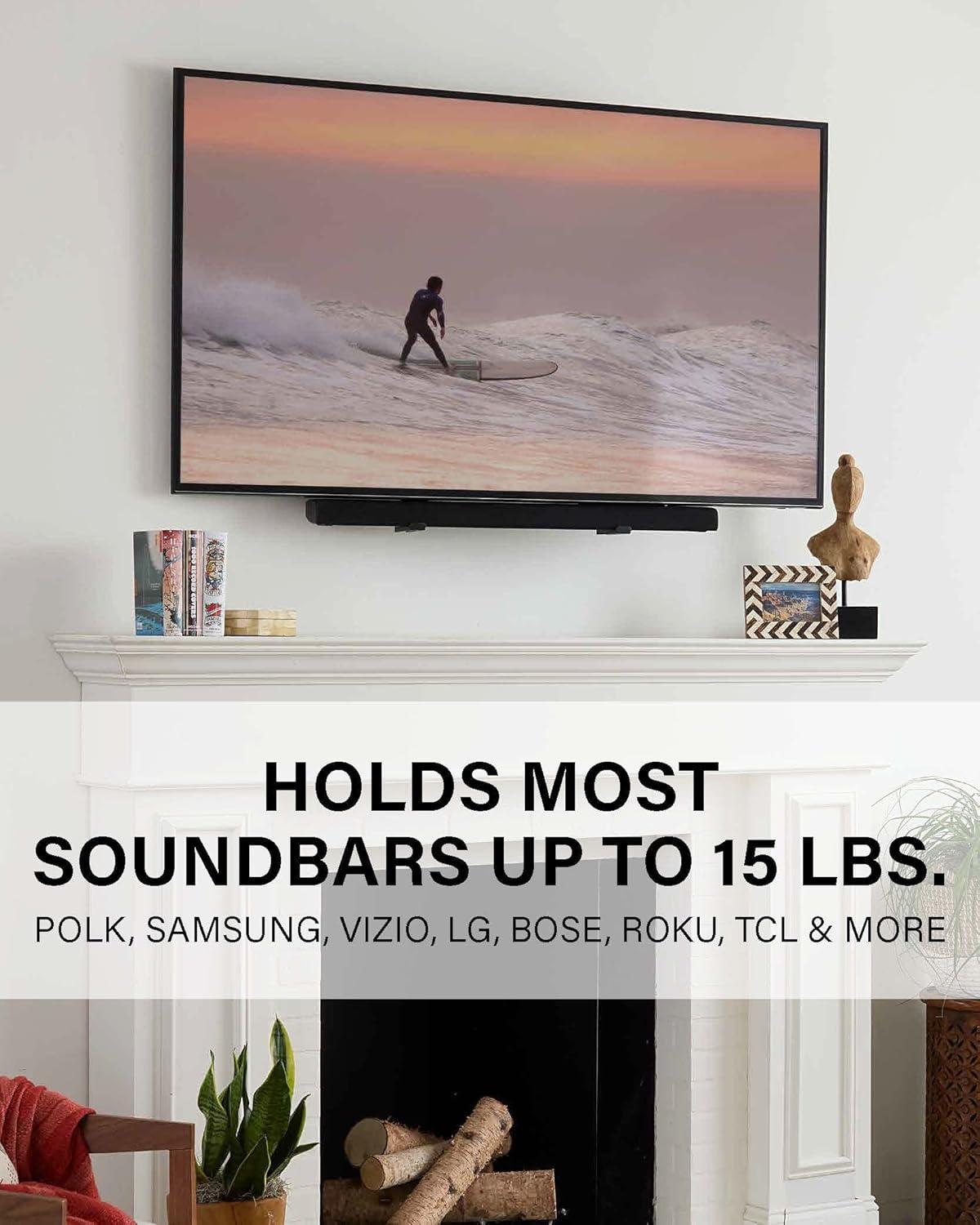 imageSANUS Universal Soundbar TV Mount Kit for Mounting Soundbars Under TV  Fits Most Sound Bars Up to 15 Lbs  Easy Install ampamp Full Motion Capability  SOASBM2
