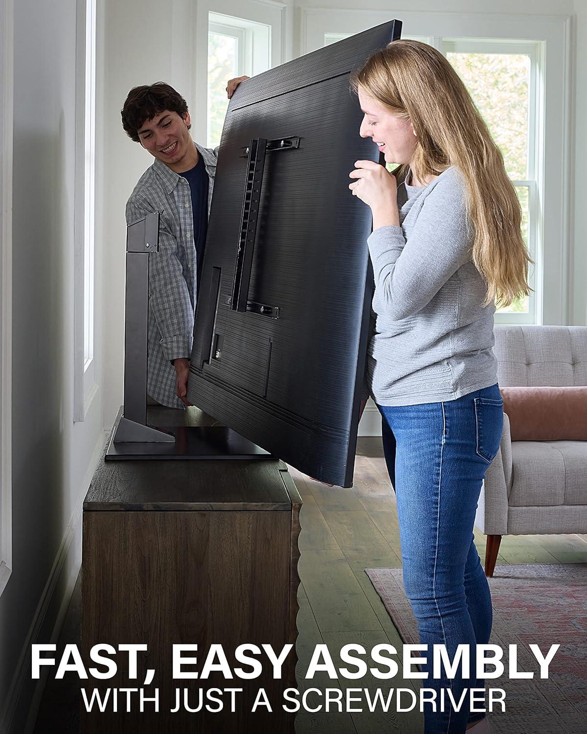 imageSANUS Universal TV Stand  Large Swivel Base Replacement TV Stand for Screens Up to 86quot  Swivels 70 Degrees ampamp Height Adjusts 8quot  Compatible with Sony Vizio TCL ampamp More