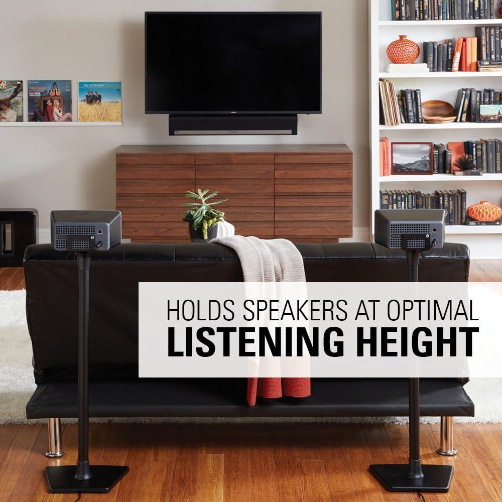 imageSANUS Wireless Sonos Speaker Stand for Sonos One Play1 ampamp Play3  AudioEnhancing Design with Builtin Cable Management  Pair Black  WSS22B1Black
