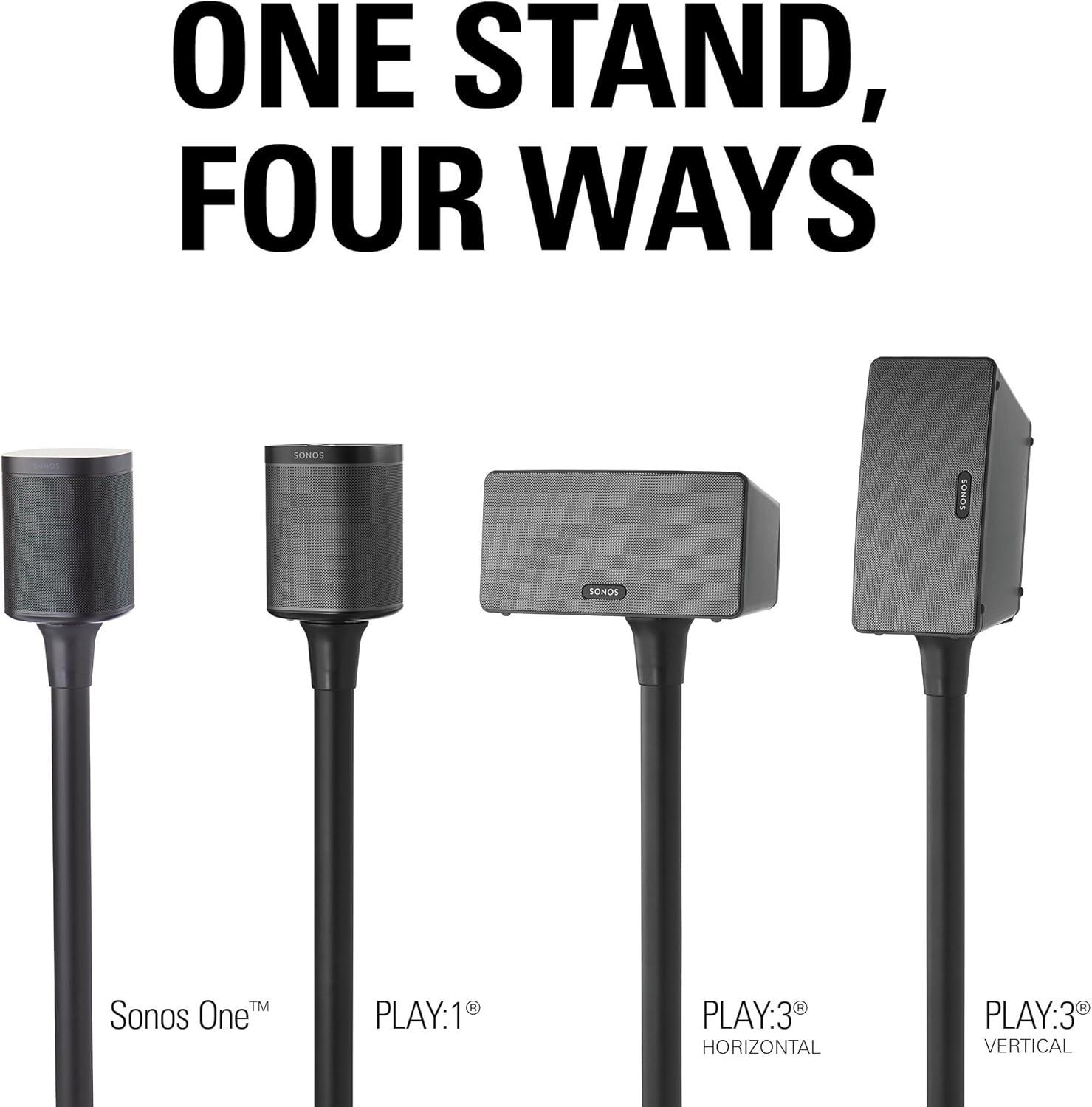 imageSANUS Wireless Sonos Speaker Stand for Sonos One Play1 ampamp Play3  AudioEnhancing Design with Builtin Cable Management  Pair Black  WSS22B1Black