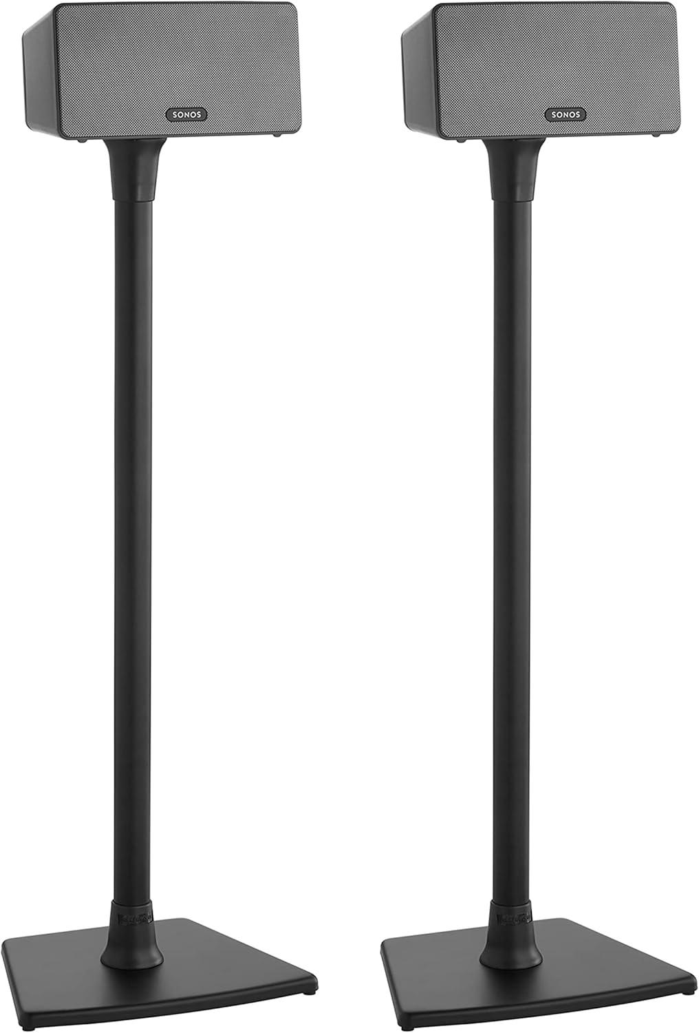 imageSANUS Wireless Sonos Speaker Stand for Sonos One Play1 ampamp Play3  AudioEnhancing Design with Builtin Cable Management  Pair Black  WSS22B1Black