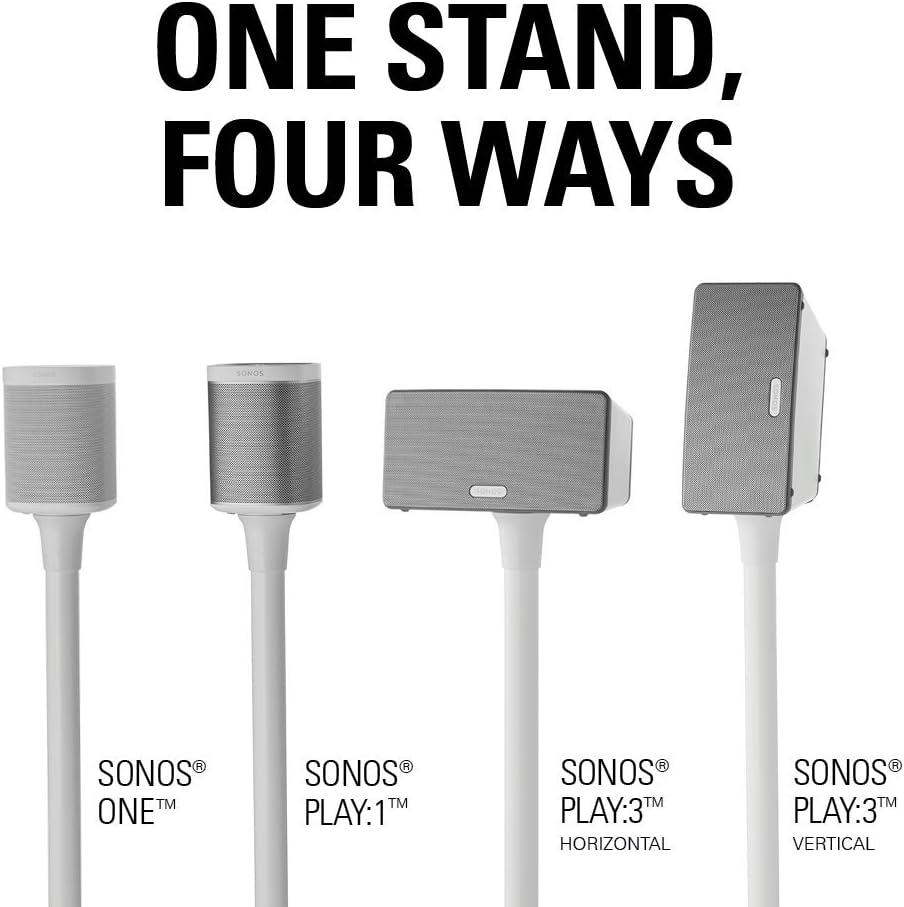 imageSANUS Wireless Sonos Speaker Stand for Sonos One Play1 ampamp Play3  AudioEnhancing Design with Builtin Cable Management  Pair Black  WSS22B1White