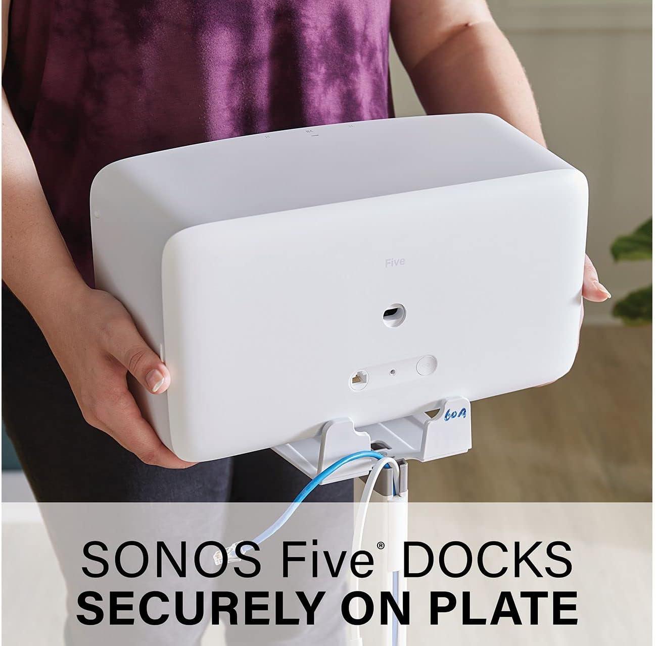 imageSANUS Wireless Speaker Stand for Sonos Five and Sonos Play5  Audio Enhancing Design for Vertical ampamp Horizontal Audio with Builtin Cable Management ampamp Premium Alloy Materials WSS52W2 BlackWhite