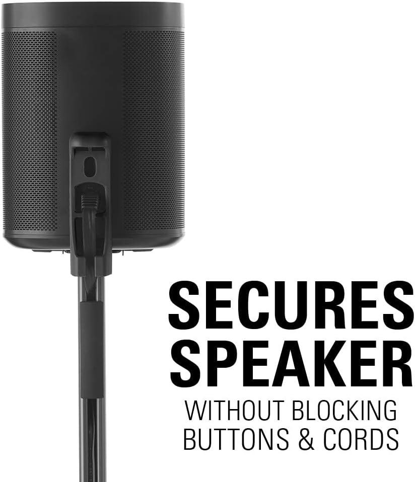 imageSanus Adjustable Height Wireless Speaker Stands Designed for SONOS ONE ONE SL Play1 and Play3  ToolFree Height Adjust Up to 16quot with Built in Cable Management  Single WhiteBlack Stand  Single