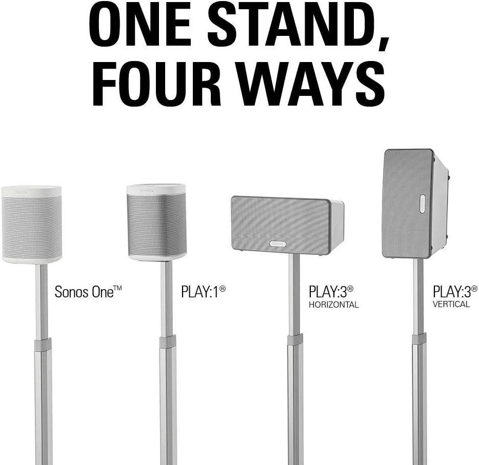 imageSanus Adjustable Height Wireless Speaker Stands Designed for SONOS ONE ONE SL Play1 and Play3  ToolFree Height Adjust Up to 16quot with Built in Cable Management  Single WhiteWhite Stand  Single