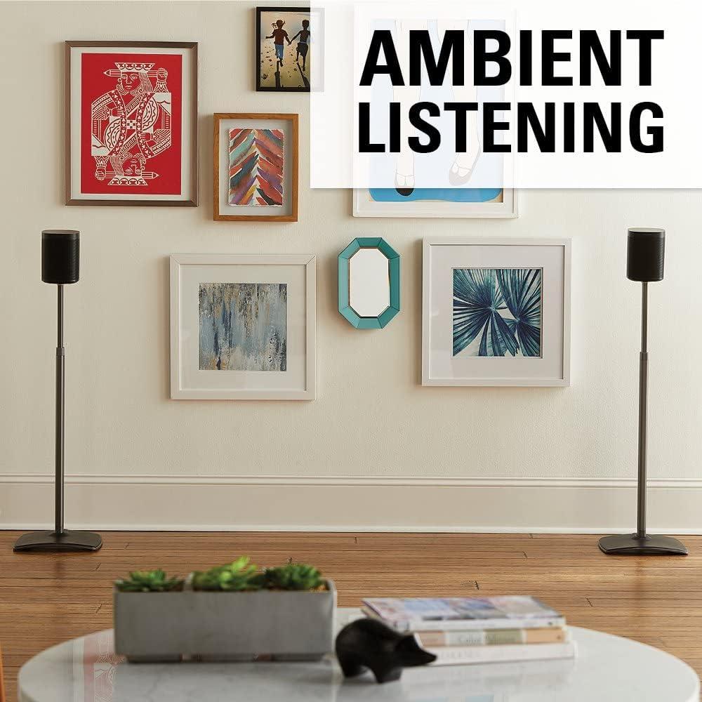 imageSanus Adjustable Height Wireless Speaker Stands Designed for SONOS ONE ONE SL Play1 and Play3  ToolFree Height Adjust Up to 16quot with Built in Cable Management  Single WhiteBlack Stand  Single