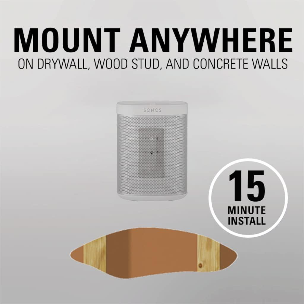 imageSanus Adjustable Speaker Wall Mounts Designed for SONOS ONE Play1 ampamp Play3  Pair WhiteWhite