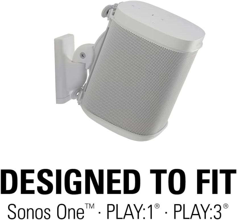 imageSanus Adjustable Speaker Wall Mounts Designed for SONOS ONE Play1 ampamp Play3  Pair WhiteWhite