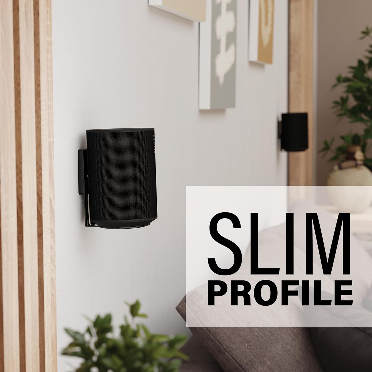imageSanus Fixed Speaker Wall Mounts for Sonos Era 100  Low Profile Speaker Mounts with Easy 3Step Install ampamp Included Hardware  Black Set of 2 MountsBlack Single