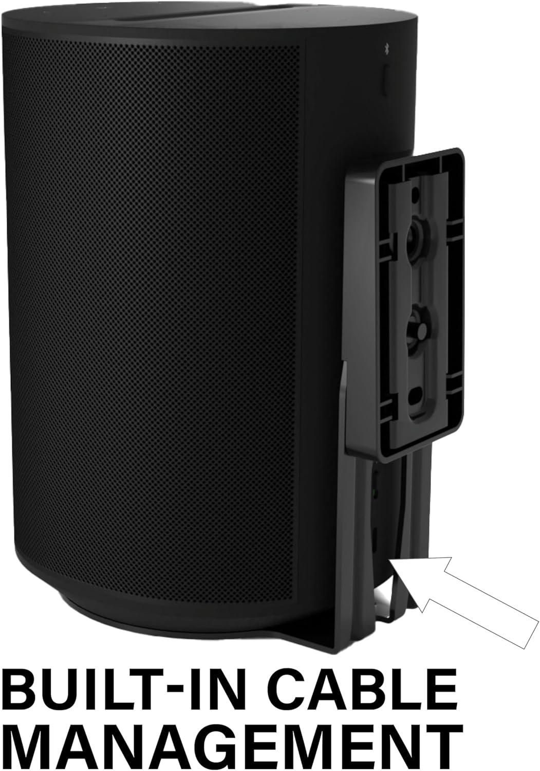 imageSanus Fixed Speaker Wall Mounts for Sonos Era 100  Low Profile Speaker Mounts with Easy 3Step Install ampamp Included Hardware  Black Set of 2 MountsBlack Single