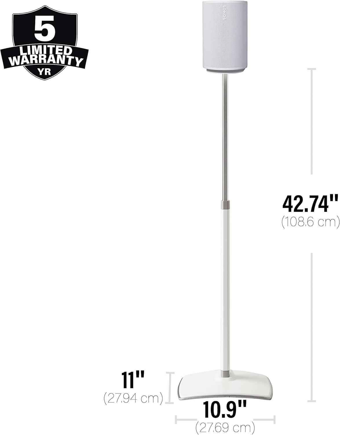 imageSanus HeightAdjustable Speaker Stands Pair for Sonos Era 100  Premium Speaker Stand wDurable Steel Design ampamp Builtin Cable Managment  Easy DIY Install  BlackWhite
