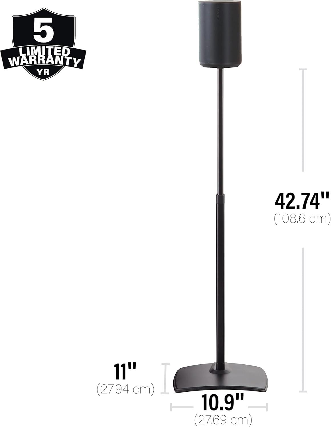 imageSanus HeightAdjustable Speaker Stands Pair for Sonos Era 100  Premium Speaker Stand wDurable Steel Design ampamp Builtin Cable Managment  Easy DIY Install  BlackBlack Single