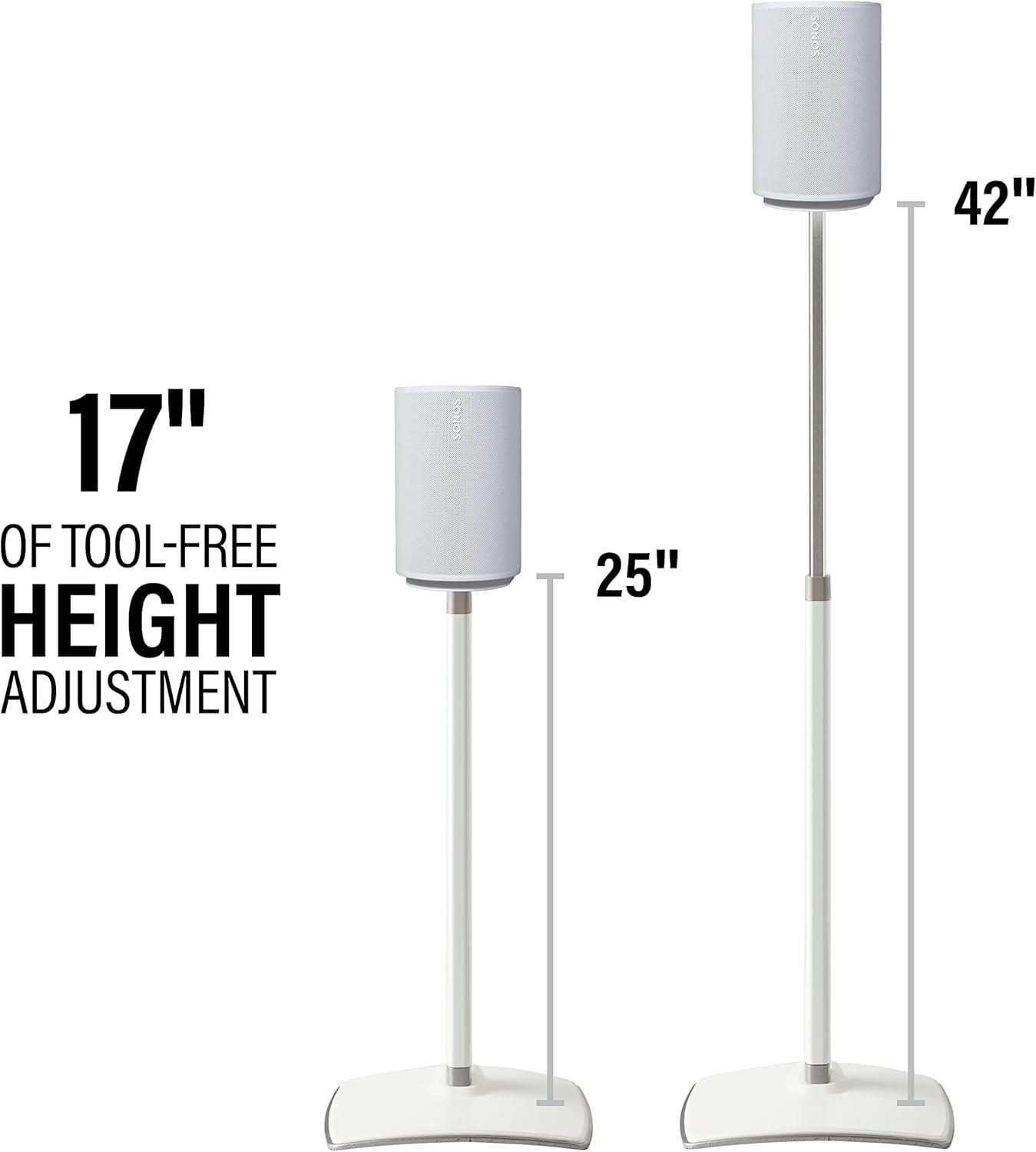 imageSanus HeightAdjustable Speaker Stands Pair for Sonos Era 100  Premium Speaker Stand wDurable Steel Design ampamp Builtin Cable Managment  Easy DIY Install  BlackWhite Single